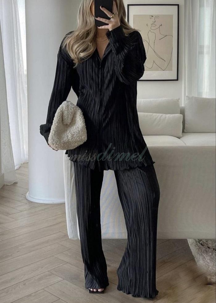 Zilda set πλισέ μαύρο - Image 2