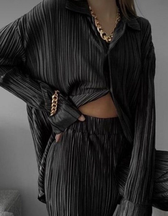 Zilda set πλισέ μαύρο