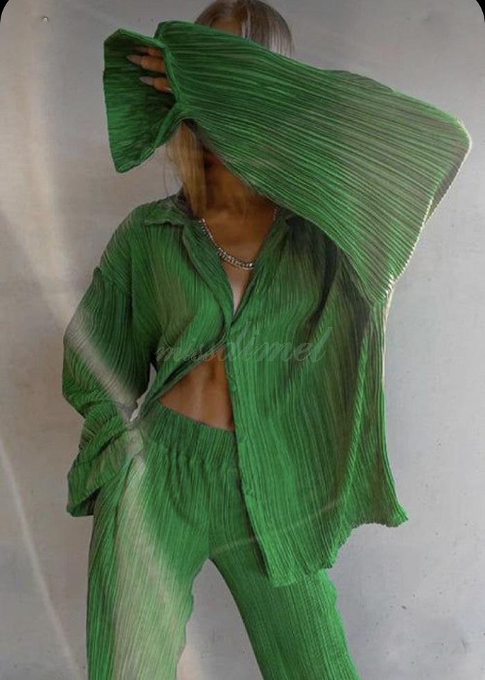 Zilda set πλισέ πράσινο - Image 2