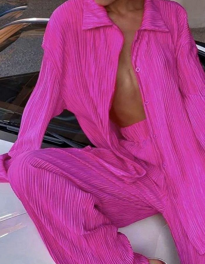 Zilda set πλισέ φούξια