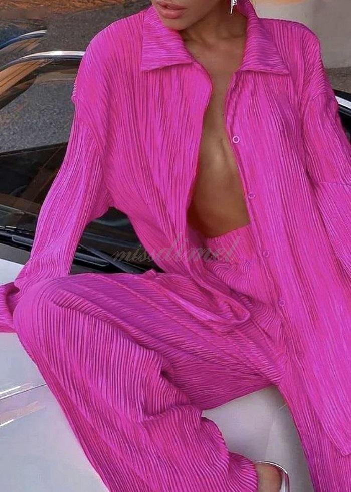 Zilda set πλισέ φούξια