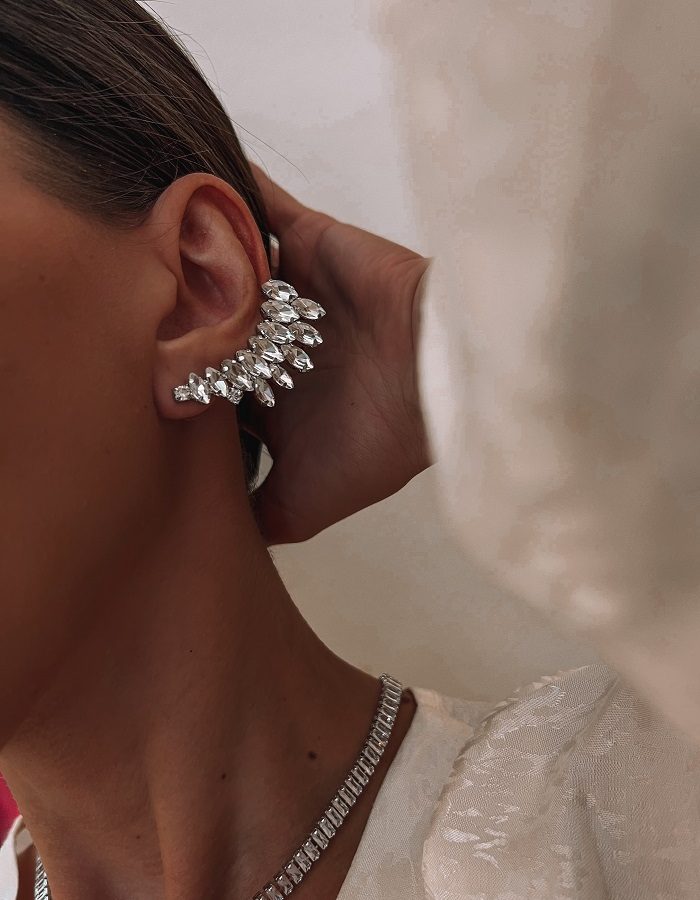 Feather crystal earrings