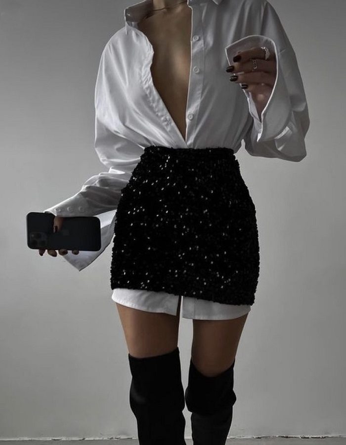 Venia φούστα παγιέτα μαύρη