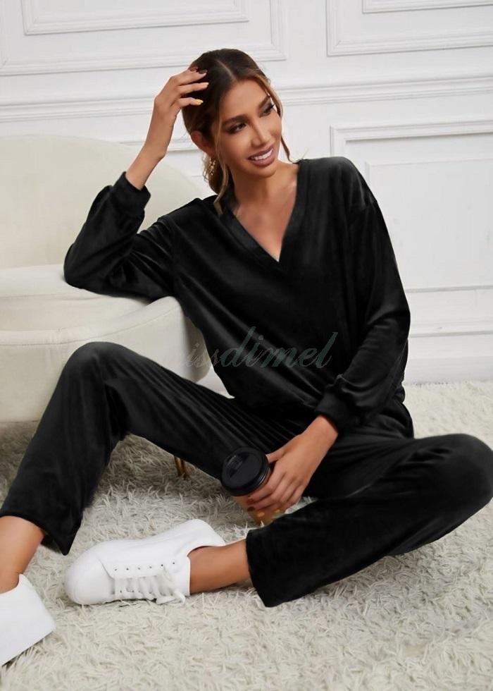 Velvet set με V λαιμόκοψη