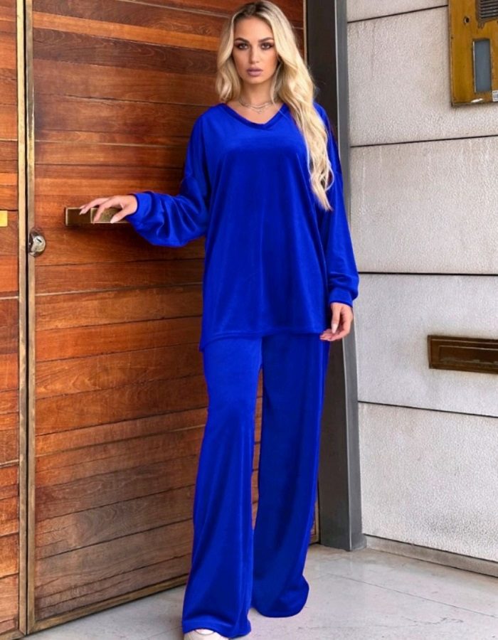 Set velvet με V λαιμόκοψη