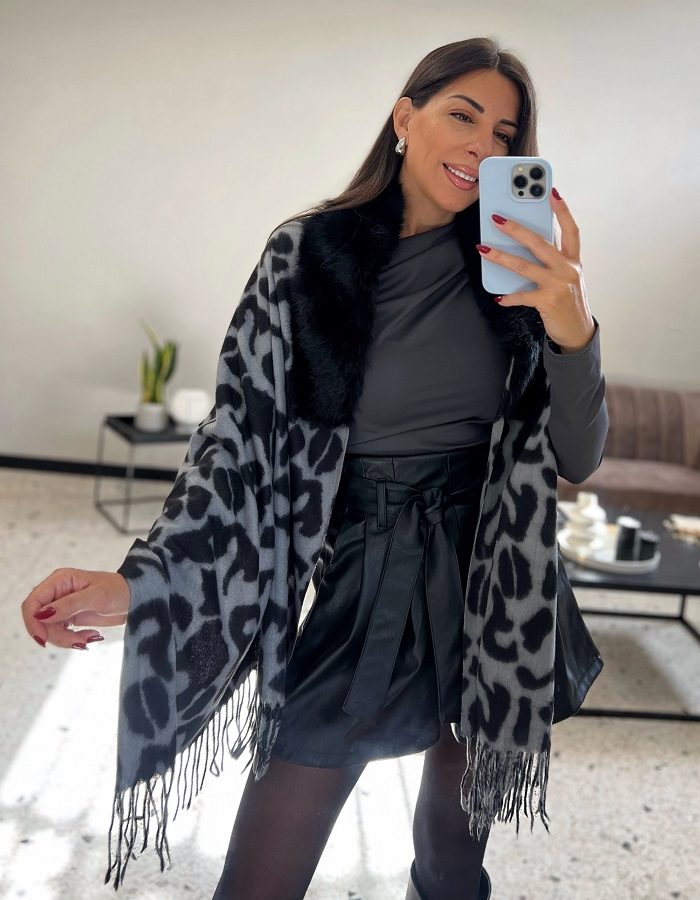 Adel εσάρπα λεοπάρ με γούνα