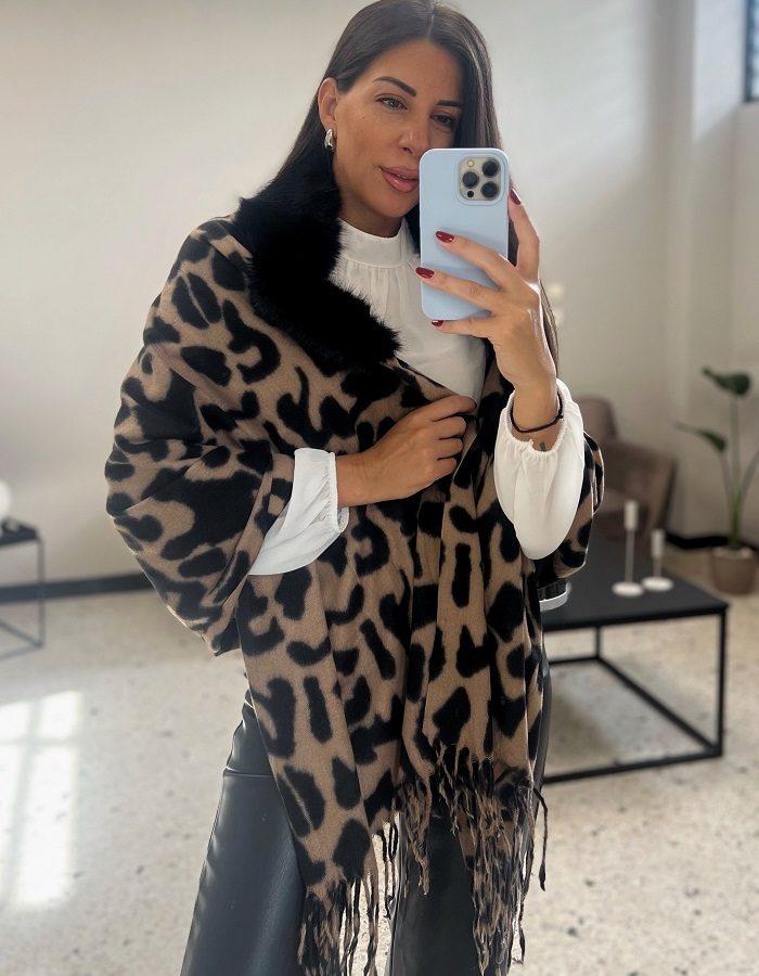 Adel εσάρπα λεοπάρ με γούνα
