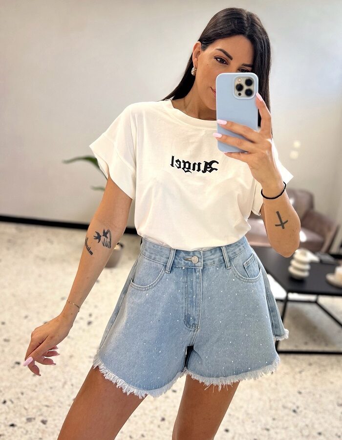 Wings μπλούζα με σχέδιο στην πλάτη λευκό