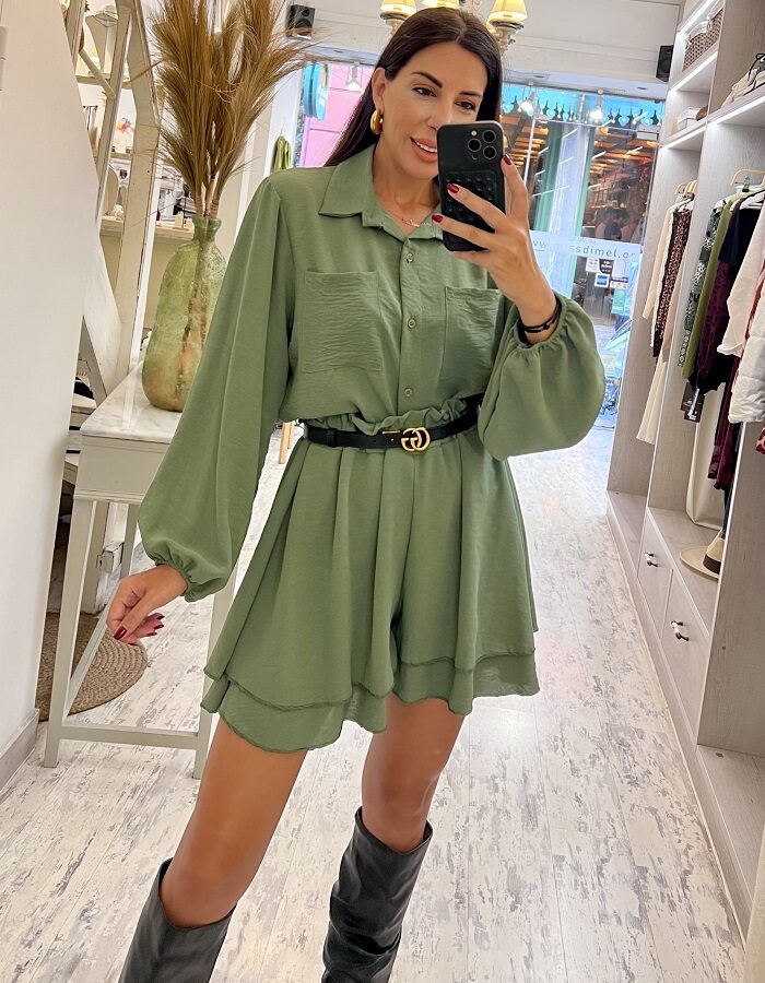 Lory σετ πουκαμίσα - σορτς χακί