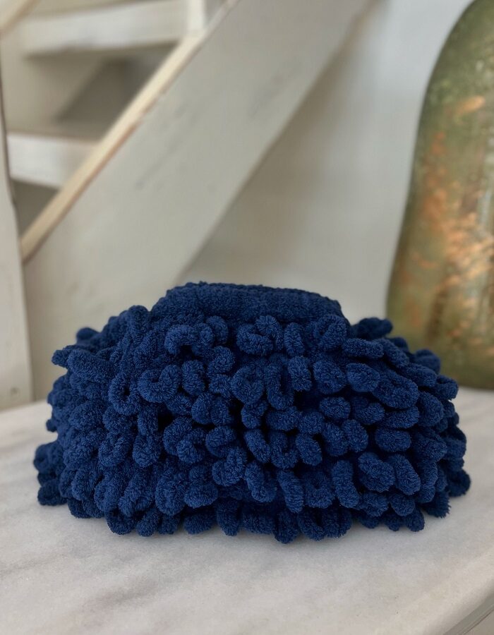 Χειροποίητη τσάντα puffy bag μπλε