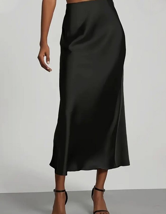 Vinde φούστα σατέν midi μαύρη