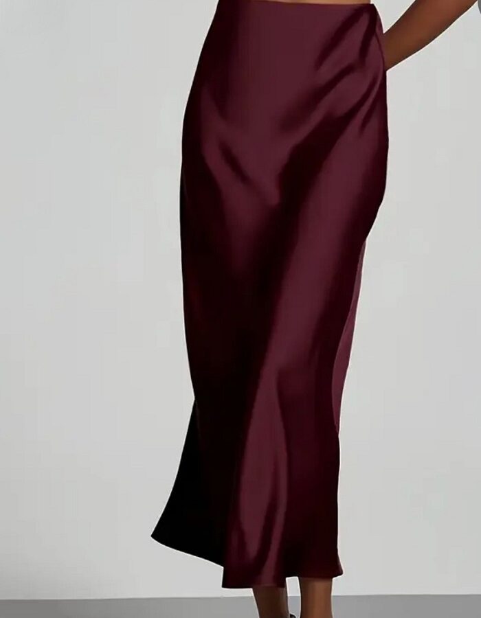 Vinde φούστα σατέν midi μπορντό