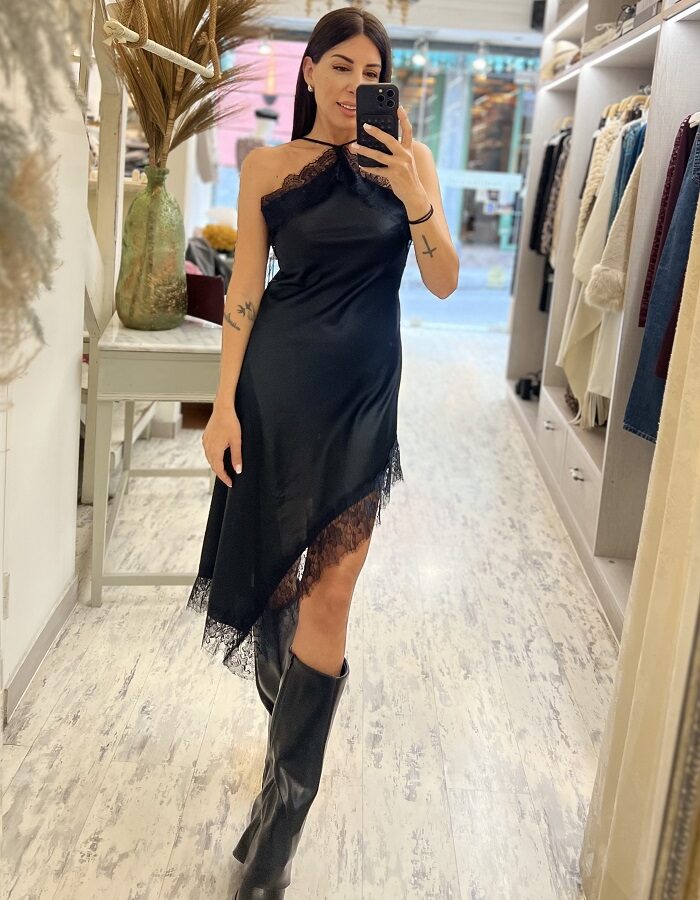 Giaky φόρεμα mini lingerie με δαντέλα μαύρο