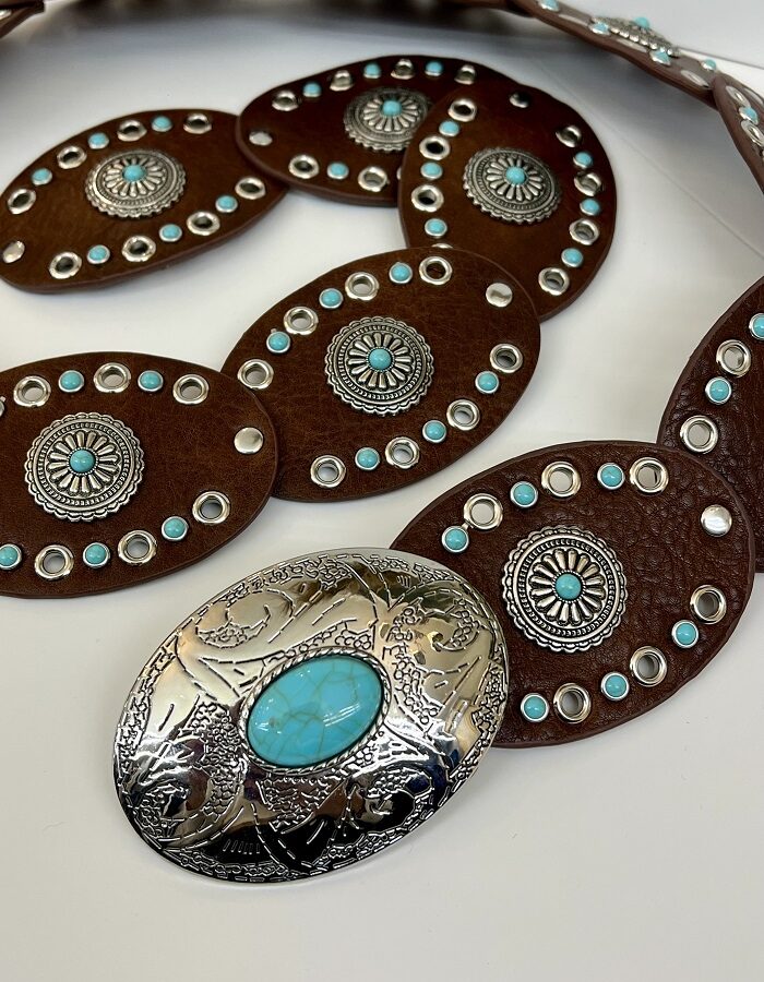 Ζώνη Western δερματίνη καφέ σκούρο