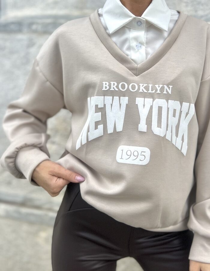 New York φούτερ με ενσωματωμένο γιακά