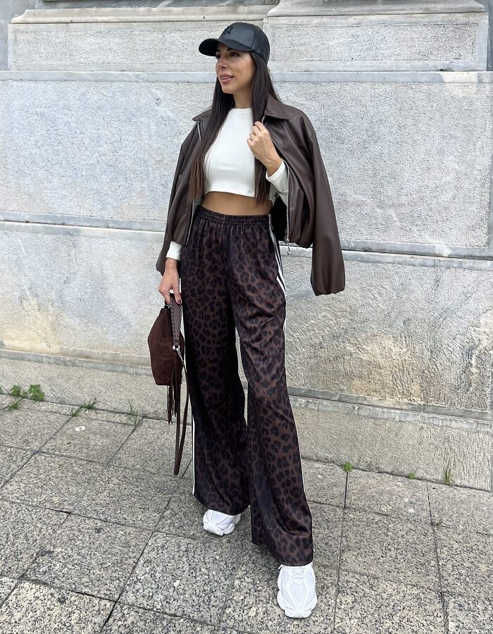 Leopar παντελόνα φόρμα με ρίγα στο πλάι