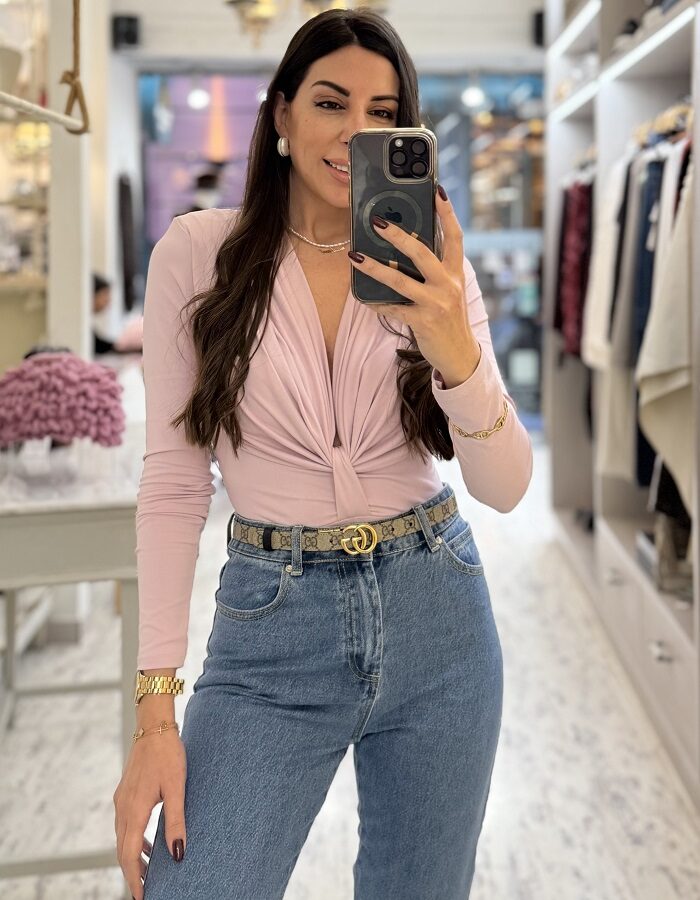 Luna κορμάκι βαθύ ντεκολτέ ροζ