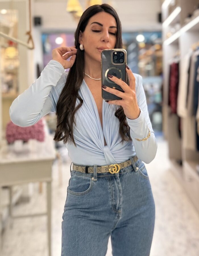 Luna κορμάκι βαθύ ντεκολτέ γαλάζιο