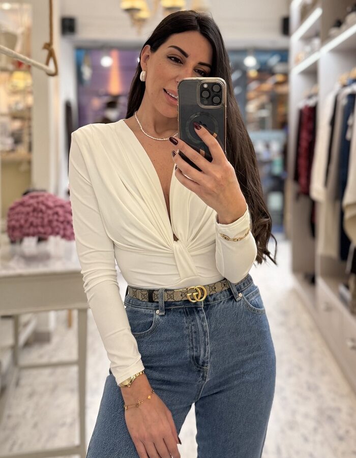 Luna κορμάκι βαθύ ντεκολτέ λευκό