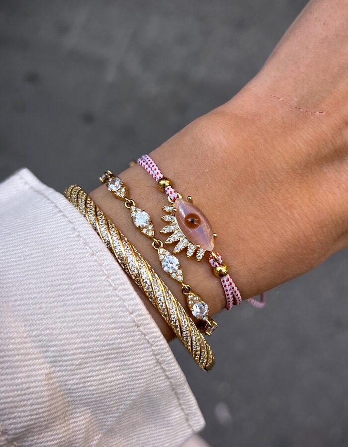 Βραχιόλι Μάρτης ατσάλι μάτι με ζιργκόν χρυσό