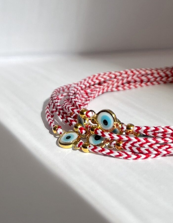 Βραχιόλι Μάρτης διπλό κορδόνι μάτι ατσάλι 