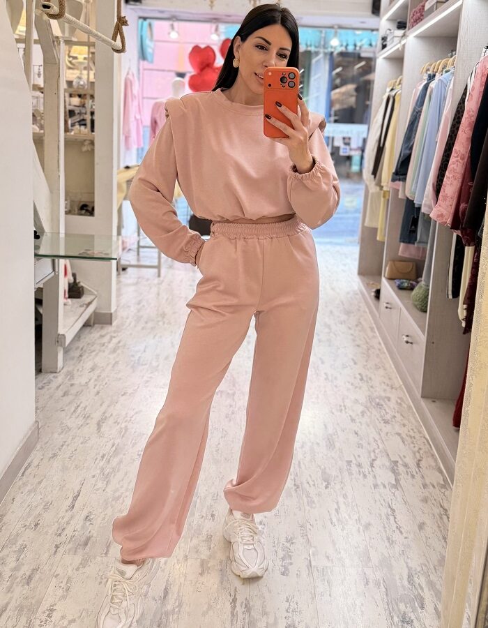 Glow σετ φόρμας ροζ απαλό με βάτες