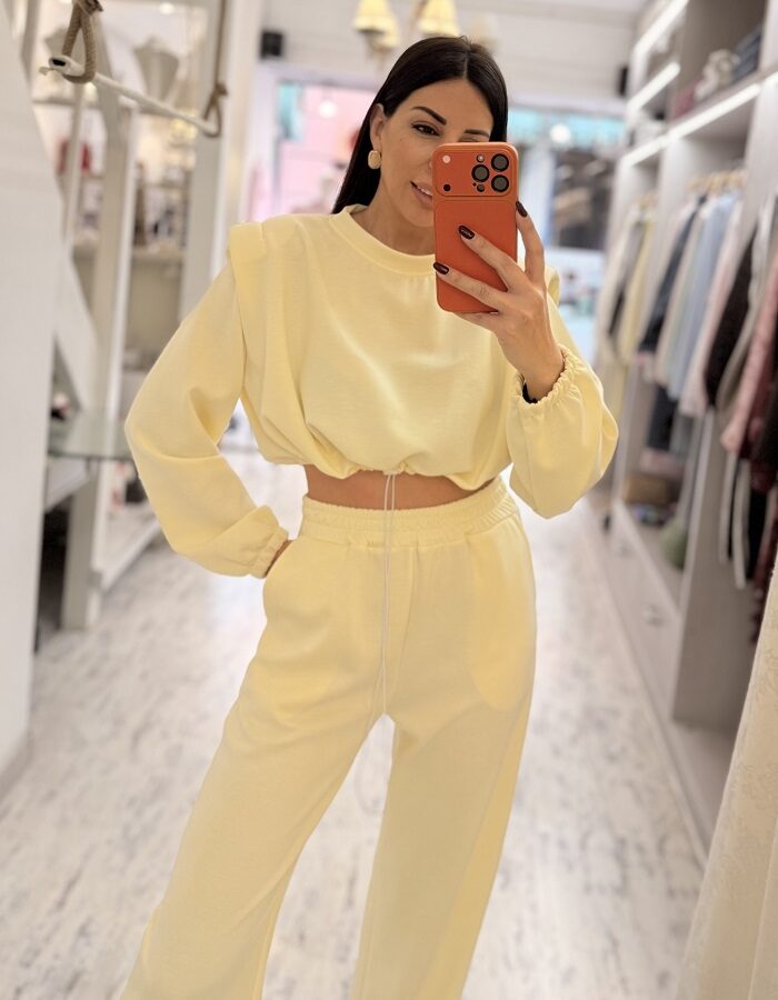 Glow σετ φόρμας lemon με βάτες