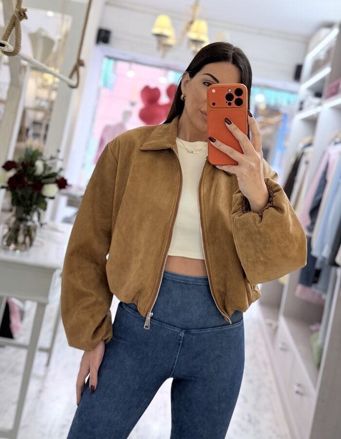 Adelle τζάκετ σουέτ κάμελ
