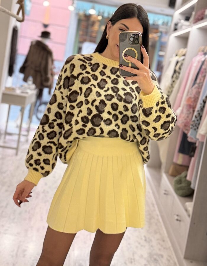 Leopard chic πλεκτό κίτρινο