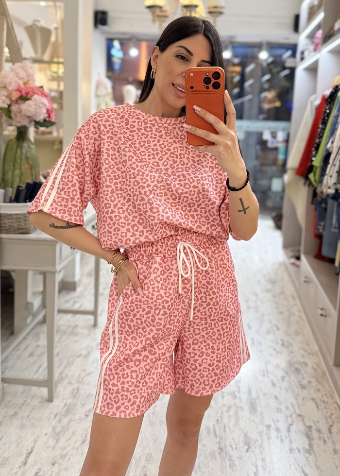 Ernia σετ λεοπάρ βερμούδα ροζ