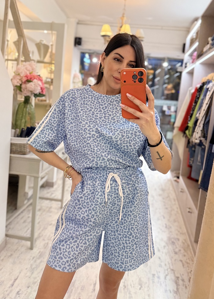 Ernia σετ λεοπάρ βερμούδα γαλάζιο