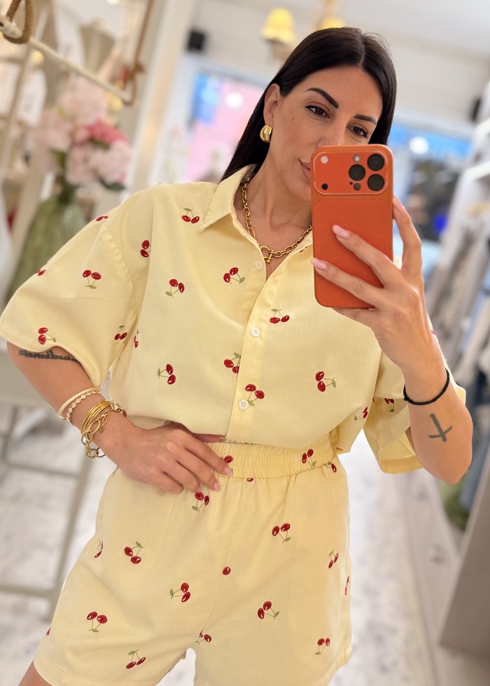 Cherry σετ βαμβακερό κίτρινο