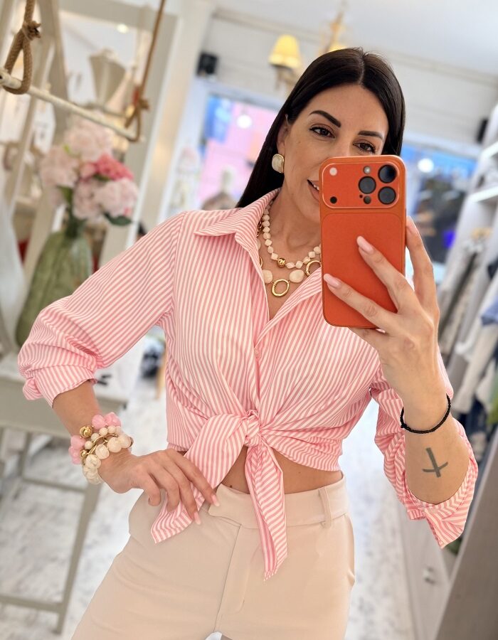 Glory πουκάμισο ριγέ ροζ