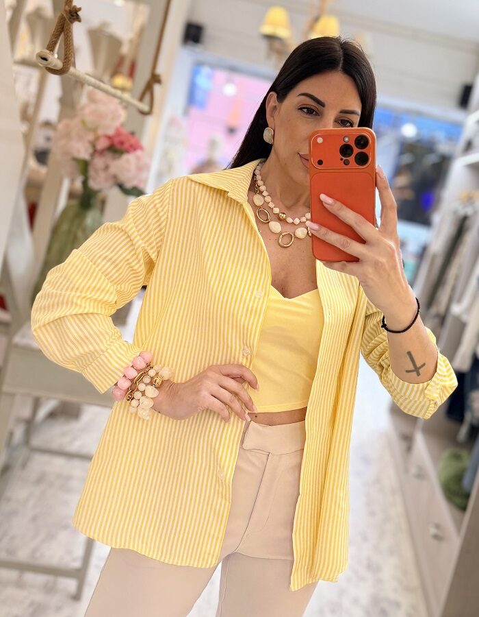 Glory πουκάμισο ριγέ κίτρινο