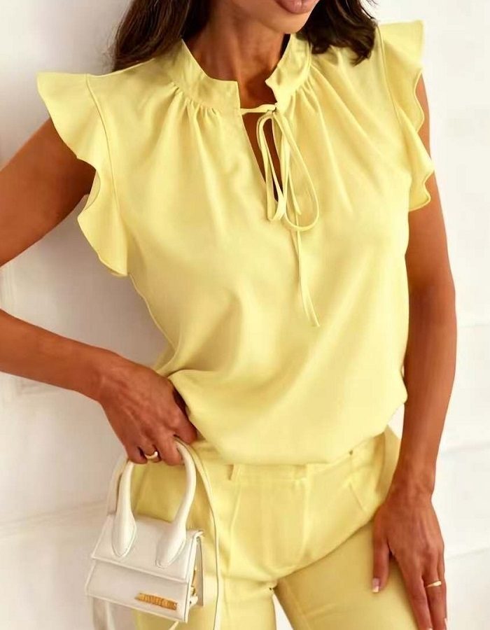 Adele μπλούζα κίτρινη με βολάν