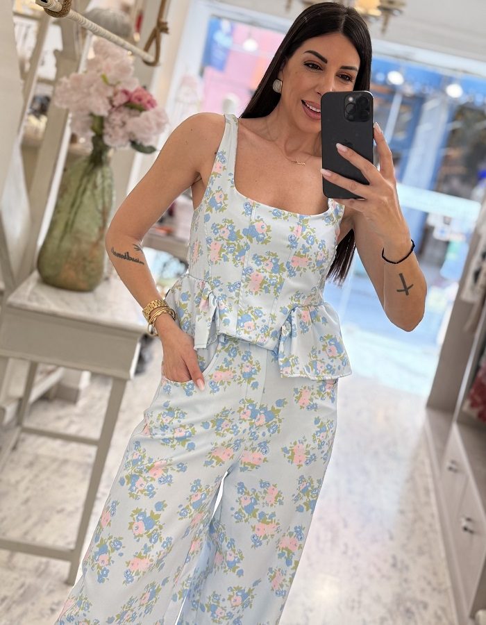 Blosselle σετ φλοράλ γαλάζιο