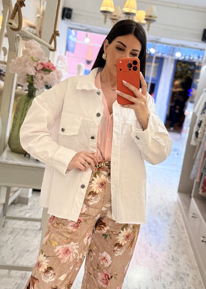 Monica τζάκετ λευκό με ξέφτια στο τελείωμα - Image 3