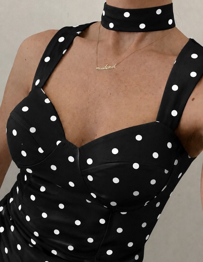 Bustier Top πουά μαύρο