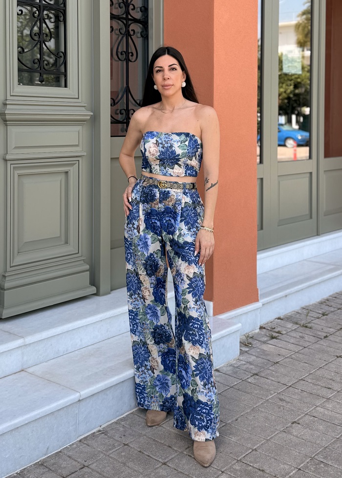 Zenia σετ floral μπλε παντελόνα - τοπ - Image 2
