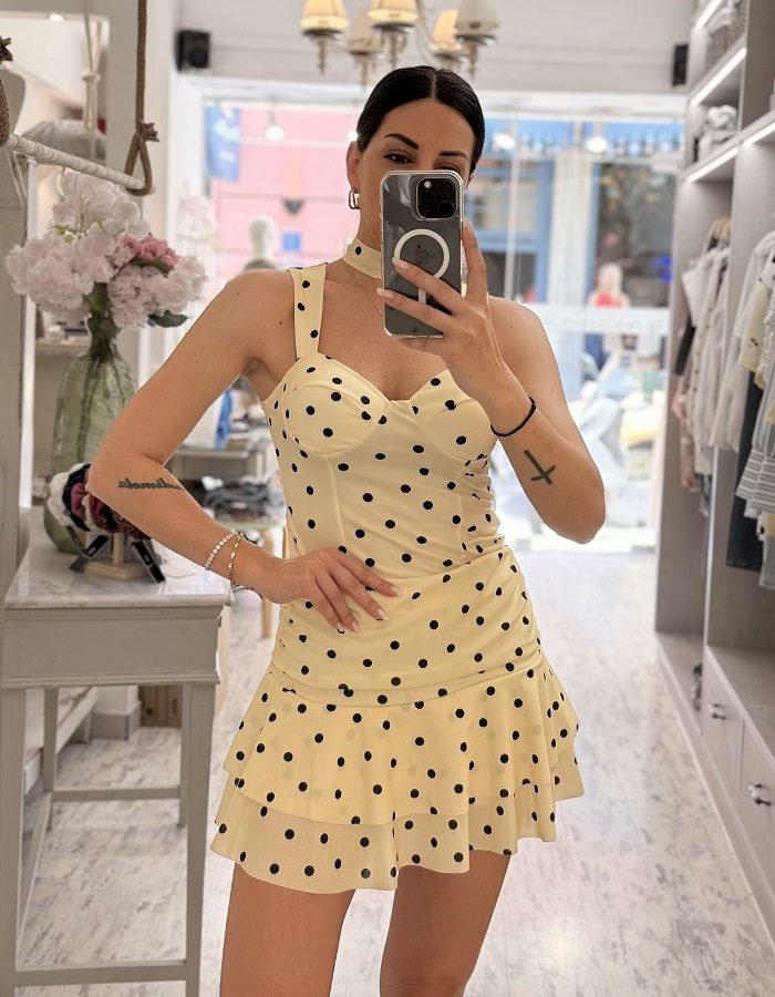 Bustier Top πουά μπανανί