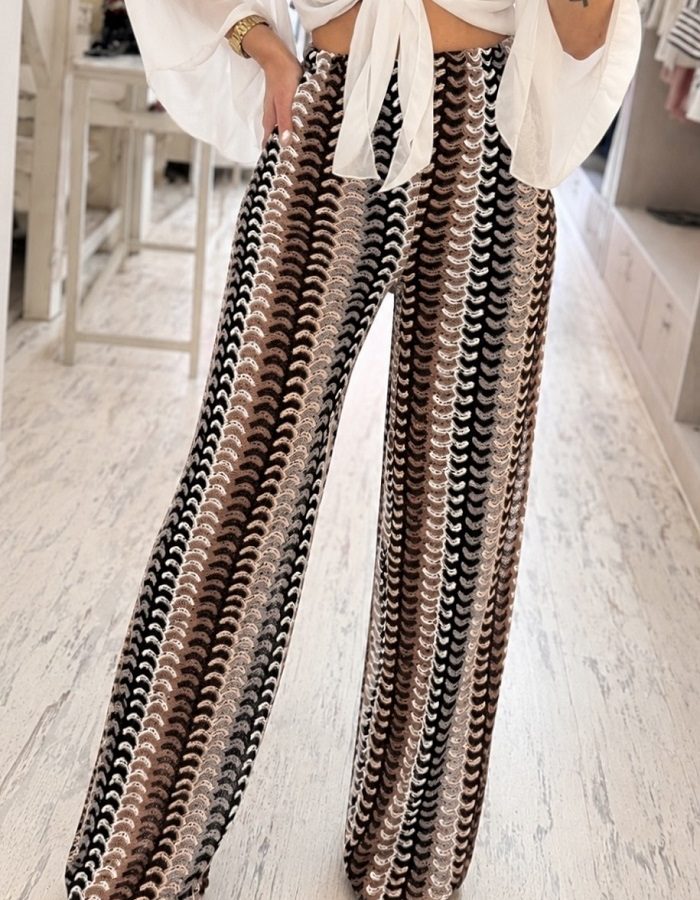 Resort chic παντελόνι με πλεκτή ύφανση