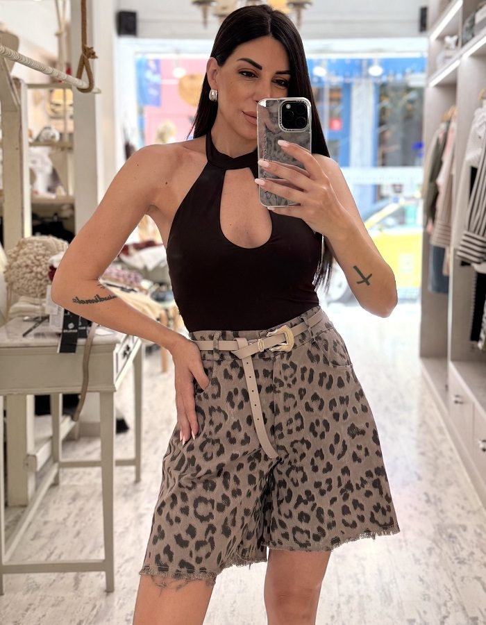 Leopard τζιν σορτς πούρο