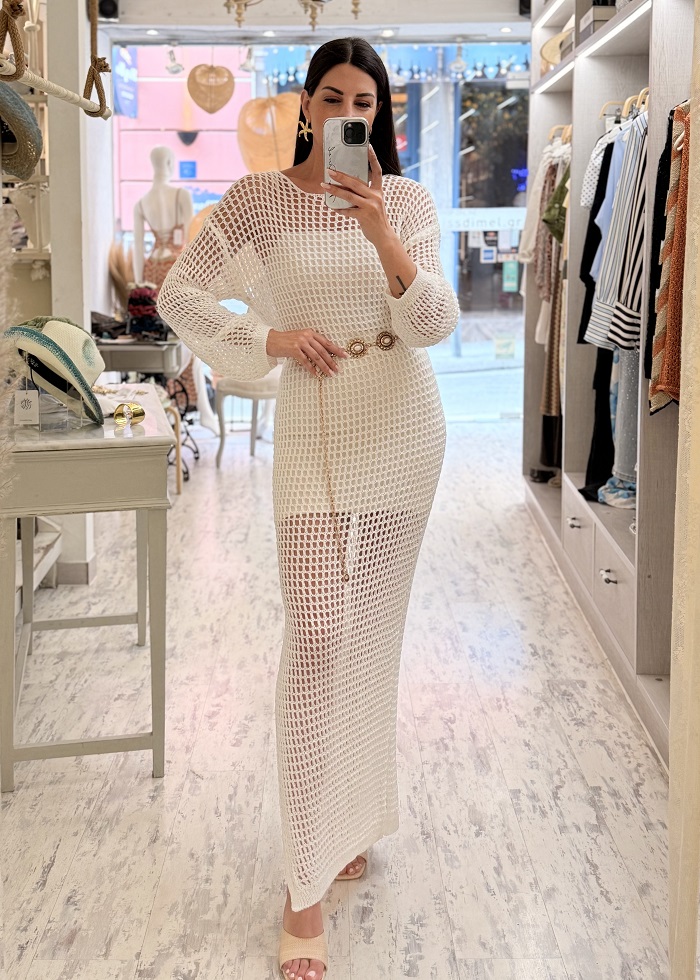 Chania φόρεμα διάτρητο - beachwear λευκό