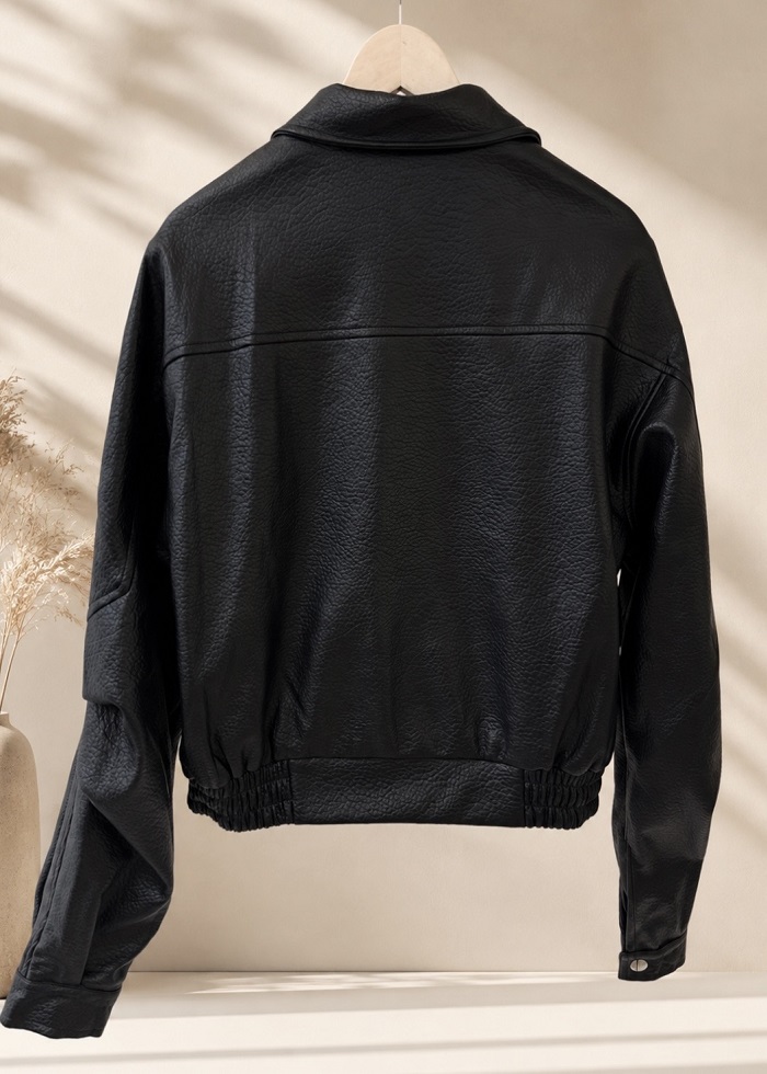 Jacket biker δερματίνη μαύρο - Image 4