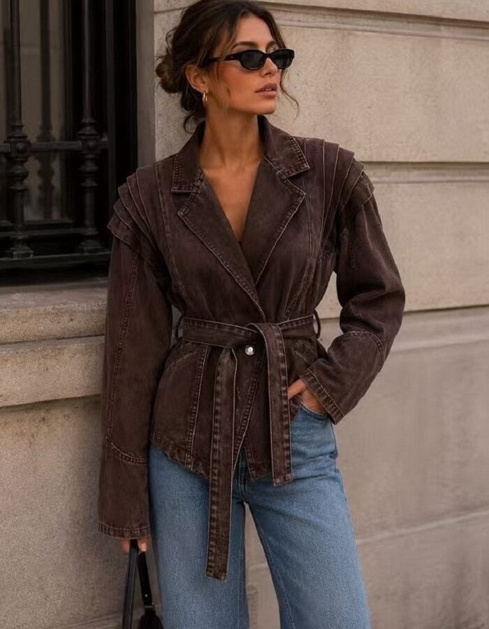 Monaco denim jacket καφέ