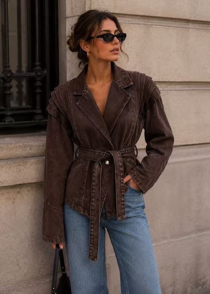 Monaco denim jacket καφέ