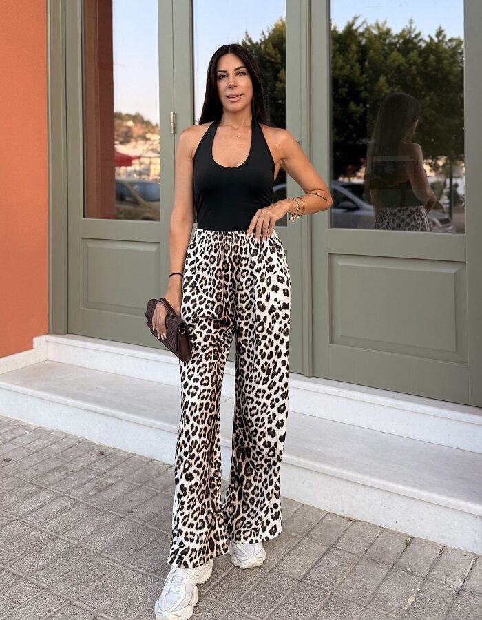 Leopar παντελόνα φόρμα με ρίγα λευκή στο πλάι