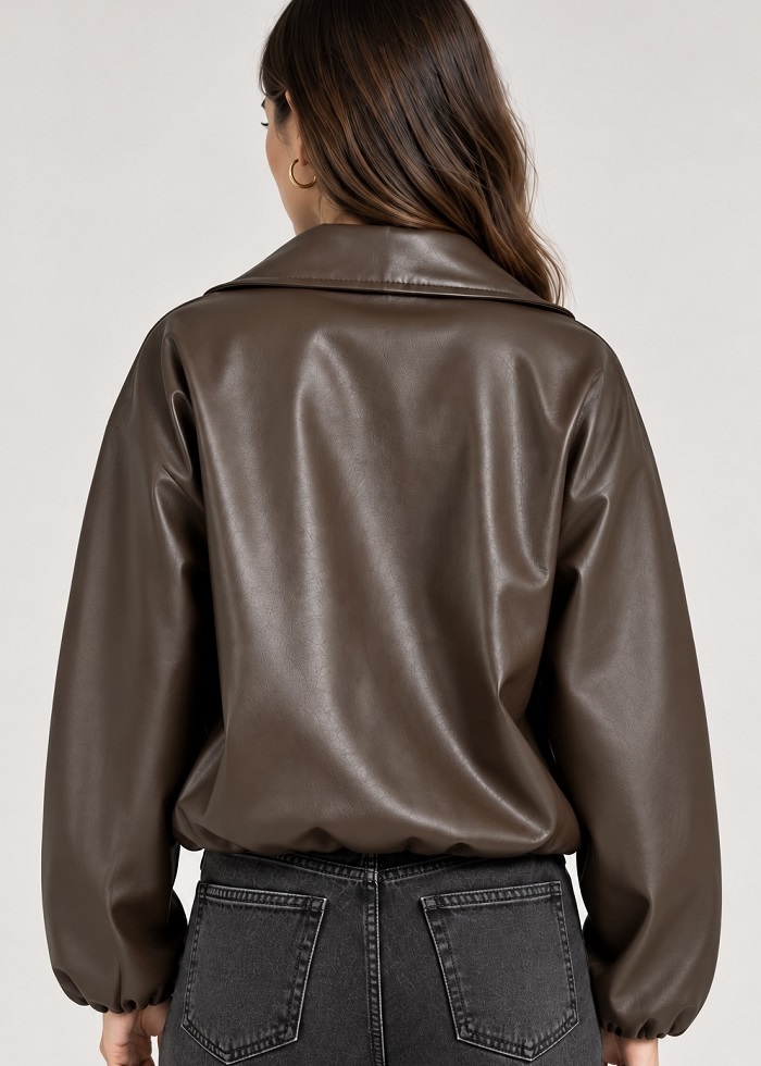 Bomber jacket δερματίνη καφέ - Image 3