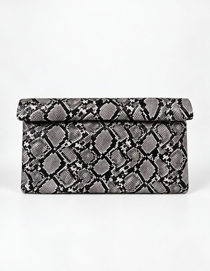 Τσάντα φάκελος snake print γκρι